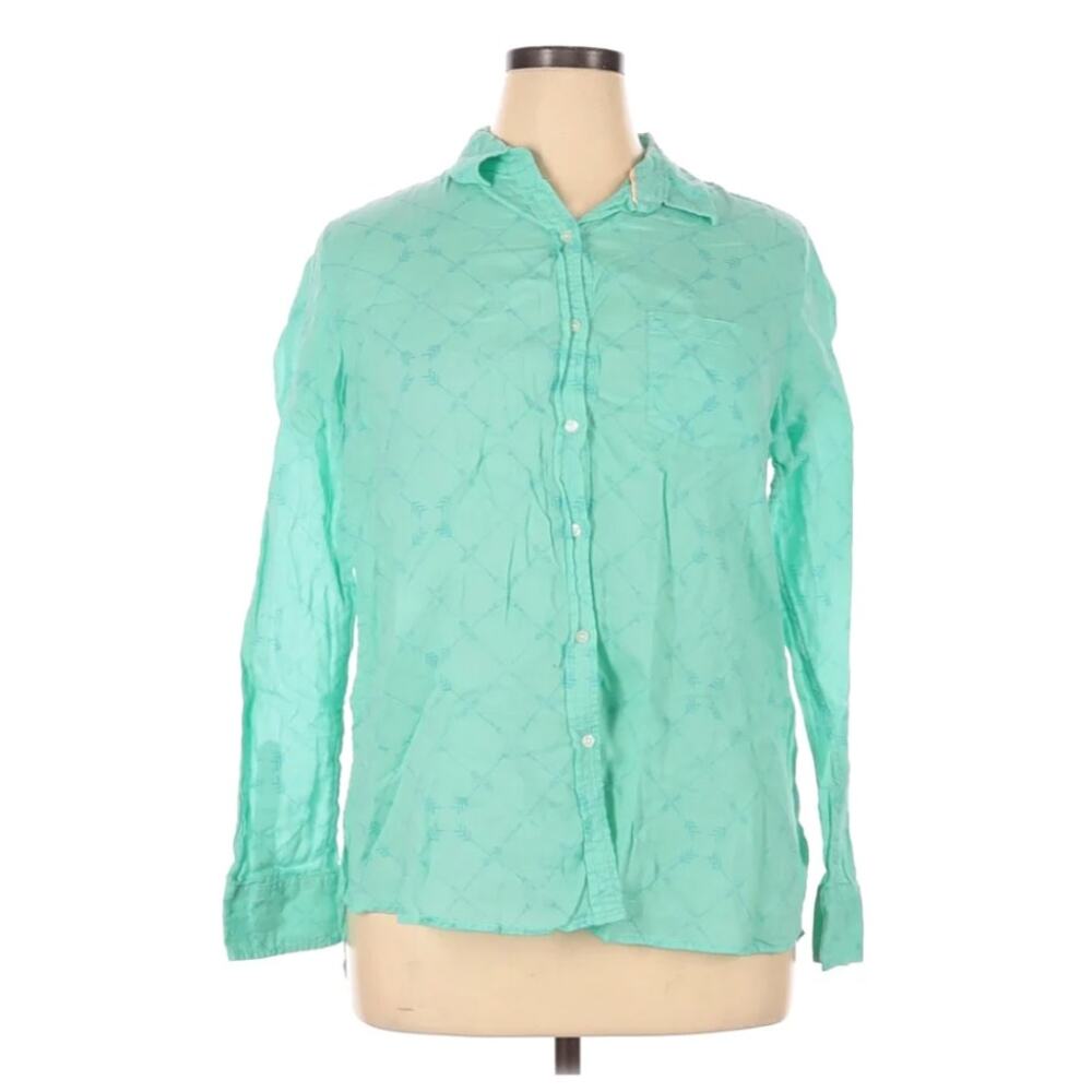 Le Tigre Green Arrow Print Button Down Top Size XL